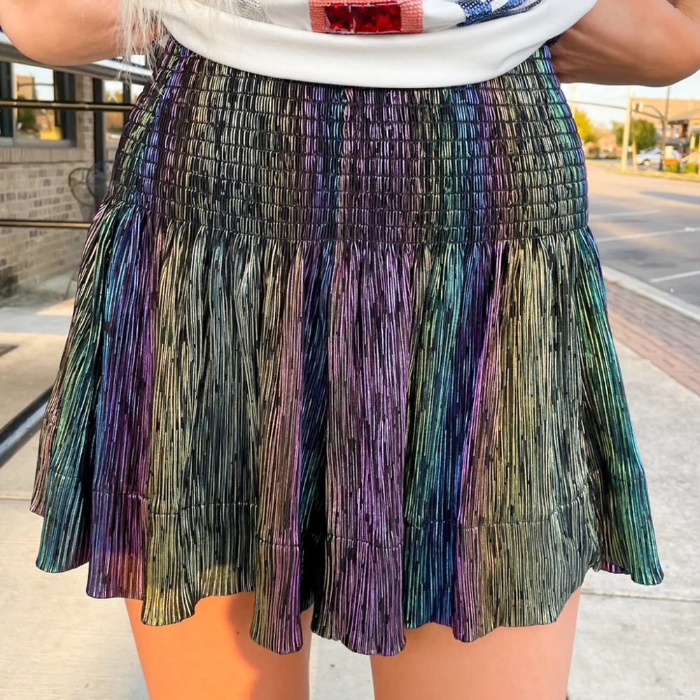 Queen of Sparkles Women’s Swing Shorts Multicolored Pleated Ruched Waist